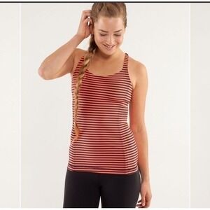 Lululemon Free to Be Tank Classic Striped Flare Orange Sz 6 Activewear Workout